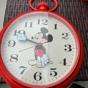 Disney Red Mickey Mouse Wall Clock with Black Numerals